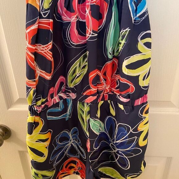 Desigual Smocked Top Floral Romper Short Jumpsuit Blue Girls Size 13-14 NWT - Picture 9 of 9